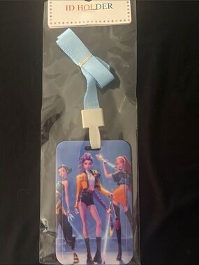 Anime Girl K-POP Trio ID Holder With Blue Lanyard